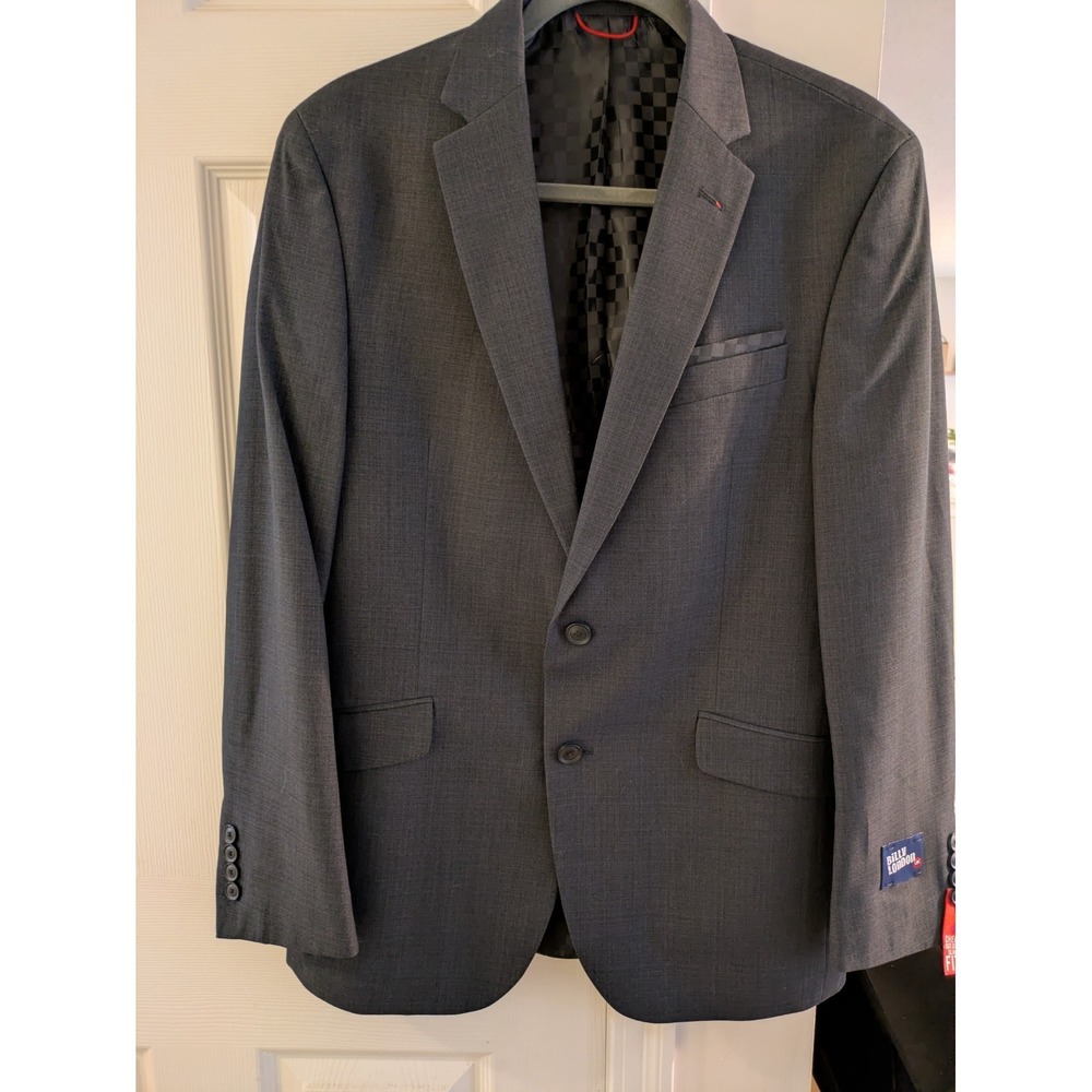 NWT Billy London Blazer Men Rayon / Poly Gray Classic  2 button front 40R